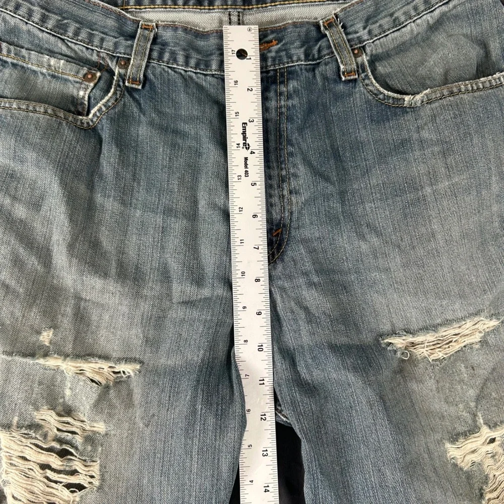 Levi's 569 Loose Straight Jeans Mens 32x34 Blue Distressed Ripped Denim